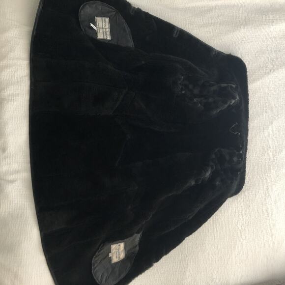 Toppolino Black Coat Fine Leatherwear Shearling Lined XS Checkered Vintage - Picture 7 of 12